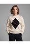 Women's Diamond Patterned Crew Neck Knitwear Sweater - 5