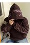Large Size 3 Threaded Threaded Sweatshirt Brown Oversize Unisex Hoodie