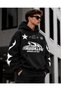 Hooded Sweatshirt Black Oversize 3 Thread Raster Unisex Hoodie - 3