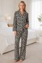 Women's Leopard Patterned Comfortable Fit Pajama Set