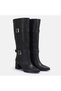 Big Size Large Size Women's Black Double Buckle Thick Heeled Boots 41-42-43-44 - 2