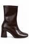 Women's Patent Leather Heeled Boots Stylish Square Toe Thick Heeled Zippered Ankle Length Short Boots - 4