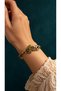Adjustable Vintage Copper Women's Bracelet with Bronze Flower Motif
