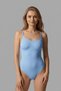Women's Blue Thin Strap Seamless Gathering Corset U-Neck Flexible Snap-On Bodysuit - 4
