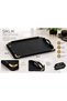 Colorido Gold Detailled Brown Handle Serving Tray – Stylish Decorative Tea, Coffee, and Breakfast Presentation Tray - 3