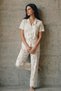 Women's Multi-Colored V-Neck Buttoned Pajama Set - 6