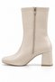 Women's Patent Leather Heeled Boots Stylish Square Toe Thick Heeled Zippered Ankle Length Short Boots - 3