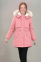 Girl's Winter Parka Coat with Fur Hood and Drawstring Waist, Canvas Fabric, Pink - 3