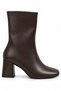 Women's Patent Leather Heeled Boots Stylish Square Toe Thick Heeled Zippered Ankle Length Short Boots - 3