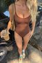 Women's Brown Adjustable Snap Fastener Bodysuit - 2