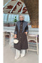 Plaid Detailed Quilted Long Women's Trench Coat - 2