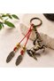 Horse Figured Luck and Power Keychain with Feather Detail Metal Bag Ornament Gift Accessory