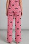 Women's Pink Bow Patterned Cotton Short Sleeve Shirt Collar Buttoned Trousered Pajama Set - 6