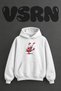Rock Kaz Design Front Printed Oversize White Hooded Sweatshirt