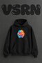 Brain Colorful Design Pre-Printed Oversize Black Hooded Sweatshirt