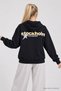 Hooded Printed Oversize Knitted Sweatshirt Lrn0080 Dark Blue - 6