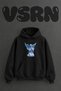 Angel Statue Design Pre-Printed Oversize Black Hooded Sweatshirt