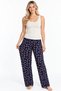 Women's Ecru Strappy Striped Blouse and Patterned Bottom Pajama Set
