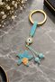 Blue Lilac Braided String Starfish Metal Keychain, Lucky Keychain, Metal Evil Eye Keychain Bag Accessory
