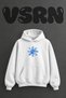 Blue Snowflake Design Pre-Printed Oversize White Hooded Sweatshirt
