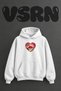 Heart Break Kuslar Design Pre-Printed Oversize White Hooded Sweatshirt