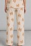 Women's Ecru Bow Patterned Shirt Collar Buttoned Short Sleeve Pants Pajama Set Home Wear - 6