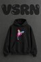 Colorful Butterfly Design Pre-Printed Oversize Black Hooded Sweatshirt