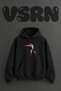 Boxer Fist Design Pre-Printed Oversize Black Hooded Sweatshirt
