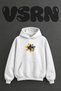 Blue Fish Design Pre-Printed Oversize White Hooded Sweatshirt