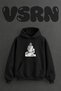 Keffiyeh Man Design Pre-Printed Oversize Black Hooded Sweatshirt