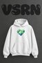 World Heart Design Pre-Printed Oversize White Hooded Sweatshirt