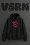 Bonjour Lip Design Pre-Printed Oversize Black Hooded Sweatshirt