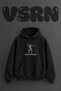 Artistic Gymnastics Design Pre-Printed Oversize Black Hooded Sweatshirt