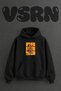 Sliced Papaya Design Pre-Printed Oversize Black Hooded Sweatshirt