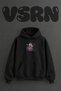 Drummer Design Pre-Printed Oversize Black Hooded Sweatshirt