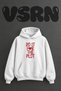 Plot Motto Heart Design Pre-Printed Oversize White Hooded Sweatshirt