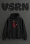 Ruj Baskisi Alinti Design Pre-Printed Oversize Black Hooded Sweatshirt