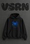 Spider Design Pre-Printed Oversize Black Hooded Sweatshirt