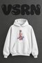 Fitness Women's Design Pre-Printed Oversize White Hooded Sweatshirt