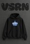 Porcelain Crown Design Pre-Printed Oversize Black Hooded Sweatshirt