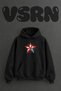 American Star Design Pre-Printed Oversize Black Hooded Sweatshirt