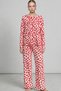 Women's Red Comfortable Fit Flexible Pajama Set - 3