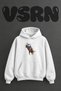 Bull Riding Design Pre-Printed Oversize White Hooded Sweatshirt