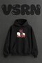 Men's Selfie Design Front Printed Oversize Black Hooded Sweatshirt