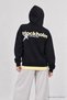 Hooded Printed Oversize Knitted Sweatshirt Lrn0080 Dark Blue
