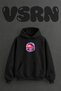 Vaporwave Sunset Design Pre-Printed Oversize Black Hooded Sweatshirt