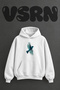 Bird Illustration Design Pre-Printed Oversize White Hooded Sweatshirt