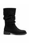 Women's Black Suede Bellows Casual Boots with Non-Slip Sole - 2