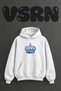 Porcelain Crown Design Pre-Printed Oversize White Hooded Sweatshirt