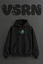 Bear Camping Design Pre-Printed Oversize Black Hooded Sweatshirt